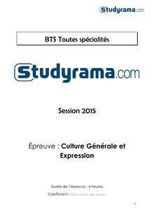 Corrigé BTS 2015 - Culture Générale et Expression