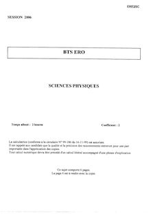 Sciences physiques 2006 BTS Étude et réalisation d outillages