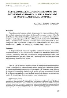 Nueva aportación al conocimiento de los pavimentos musivos en la villa romana de El Ruedo (Almedinilla, Córdoba)