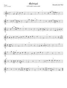 Partition ténor viole de gambe 2, octave aigu clef, Madrigali di Rinaldo del Melle, gentilhumo fiamengo, a sei voci : Novamente composti & dati im luce