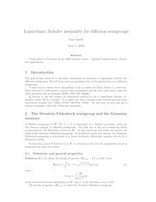 Logarithmic Sobolev inequality for diffusion semigroups