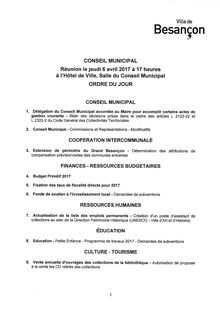 Ordre du jour du conseil municipal de Besançon - 6 avril 2017