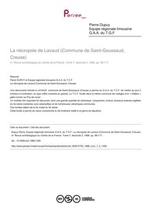 La nécropole de Lavaud (Commune de Saint-Goussaud, Creuse) - article ; n°2 ; vol.7, pg 99-117