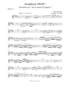 Partition hautbois 1, Symphony No.26, B major, Rondeau, Michel par Michel Rondeau