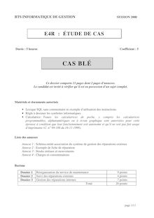 BTS Informatique : Etude de cas 2000 ARLE Admin. de Réseaux Locaux d Entreprise BTS Informatique de gestion