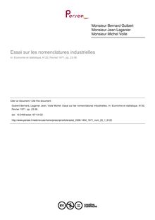 Essai sur les nomenclatures industrielles - article ; n°1 ; vol.20, pg 23-36