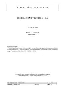 Législation et gestion 2008 BTS Prothésiste orthésiste
