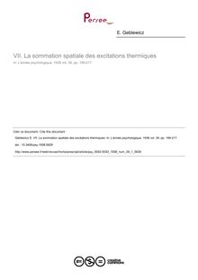 La sommation spatiale des excitations thermiques - article ; n°1 ; vol.39, pg 199-217