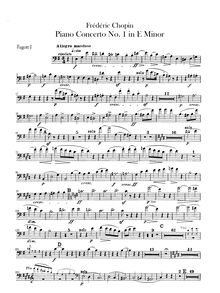 Partition basson 1, 2, Piano Concerto No.1, E minor, Chopin, Frédéric