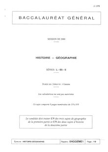 Histoire Géographie 2000 Littéraire Baccalauréat général