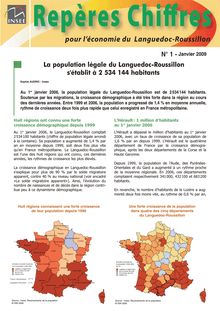 La population légale du Languedoc-Roussillon sétablit à 2 534 144 habitants