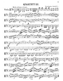 Partition viole de gambe, corde quatuor No.3, Op.44 No.1, D Major