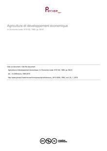 Agriculture et développement économique - article ; n°1 ; vol.81, pg 89-91