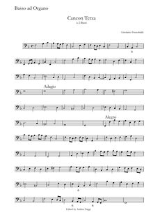 Partition Basso ad organo, Canzon Terza à 2 Bassi, Frescobaldi, Girolamo