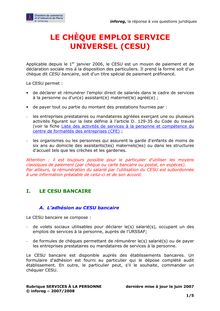 Le chèque emploi service universel (CESU)
