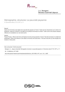 Démographie, structures: La pauvreté paysanne - article ; n°1 ; vol.119, pg 17-17