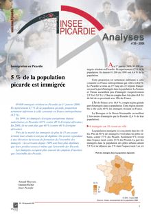 Immigration en Picardie - 5% de la population picarde est immigrée