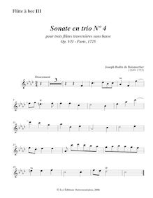 Partition enregistrement  3, 6 Trio sonates, Sonates en trio pour trois flûtes traversières sans basse par Joseph Bodin de Boismortier