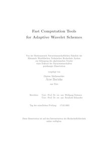 Fast computation tools for adaptive wavelet schemes [Elektronische Ressource] / vorgelegt von Arne Barinka