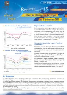 Le taux de chômage en Auvergne au 2e trimestre 2011