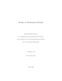 Essays in mechanism design [Elektronische Ressource] / vorgelegt von Alia Gizatulina