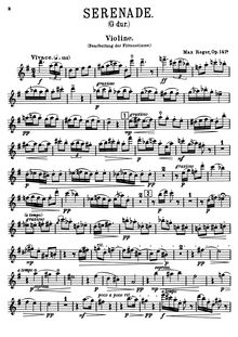 Partition violon (flûte , partie arranged), Serenade pour flûte, violon et viole de gambe, Op.141a