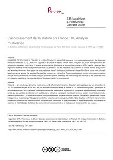 L accroissement de la stature en France : III. Analyse multivariée - article ; n°4 ; vol.4, pg 347-357