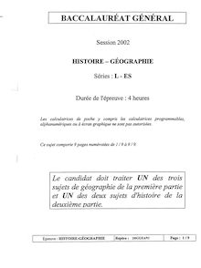 Histoire Géographie 2002 Littéraire Baccalauréat général