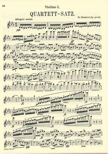 Partition violon 1, corde quatuor No. 12, Quartet-Satz, C Minor