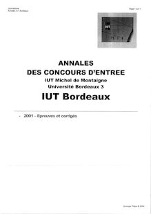 Concours d entrée 2001 Institut de Journalisme de Bordeaux