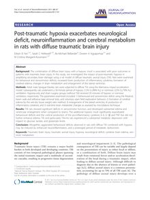 Post-traumatic hypoxia exacerbates neurological deficit, neuroinflammation and cerebral metabolism in rats with diffuse traumatic brain injury