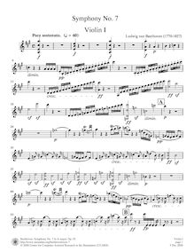 Partition violons I, Symphony No.7, A major, Beethoven, Ludwig van