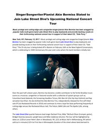 Singer/Songwriter/Pianist Akie Bermiss Slated to Join Lake Street Dive’s Upcoming National Concert Tour