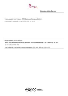 L engagement des PMI dans l exportation - article ; n°1 ; vol.148, pg 39-51
