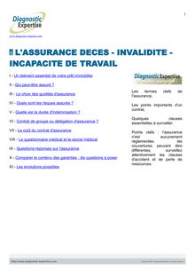 L ASSURANCE DECES - INVALIDITE - INCAPACITE DE TRAVAIL
