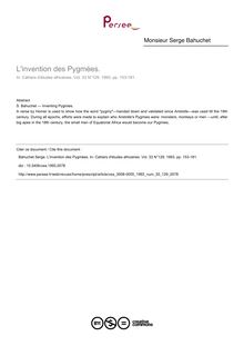 L invention des Pygmées. - article ; n°129 ; vol.33, pg 153-181