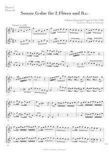 Partition flûtes 1 et 2, Trio Sonata en G major, G major, Vogel, Johann Christoph