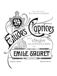 Partition Cahier 2 (Nos.13-24), 24 Etudes Caprices, Sauret, Émile