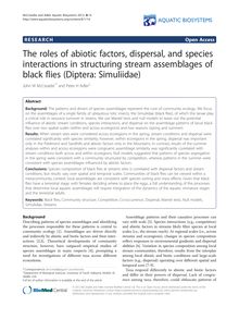 The roles of abiotic factors, dispersal, and species interactions in structuring stream assemblages of black flies (Diptera: Simuliidae)