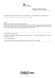 La littérature peule dans la collection « Classiques africains » - article ; n°133 ; vol.34, pg 483-488