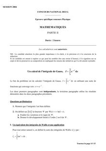 Mathématiques spécifique 2004 Concours National DEUG