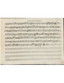 Partition violons I (pages out of order), clavecin Concerto en G major, Op.6
