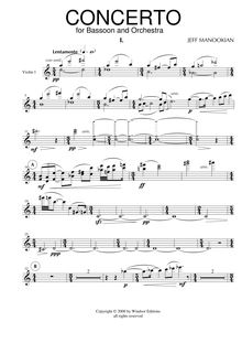 Partition violons I, Concerto pour basson et orchestre, Manookian, Jeff