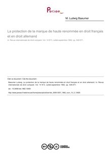 La protection de la marque de haute renommée en droit français et en droit allemand - article ; n°3 ; vol.14, pg 549-571