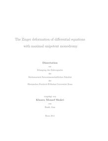 The Zinger deformation of differential equations with maximal unipotent monodromy [Elektronische Ressource] / Khosro Monsef Shokri. Mathematisch-Naturwissenschaftliche Fakultät