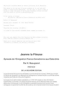 Jeanne la Fileuse par Honoré Beaugrand