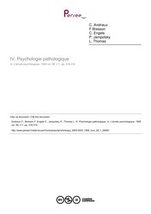 Psychologie pathologique - compte-rendu ; n°1 ; vol.58, pg 316-319