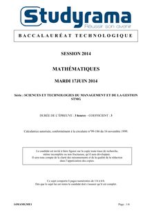 Sujet Bac STMG Mathématiques 2014
