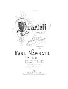 Partition viole de gambe, corde quatuor No.2, Op.21, D minor, Navrátil, Karel