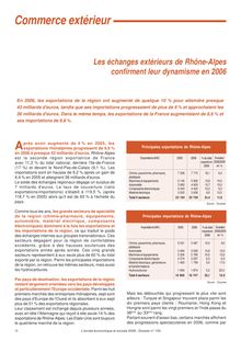 Les échanges extérieurs de Rhône-Alpes confirment leur dynamisme en 2006